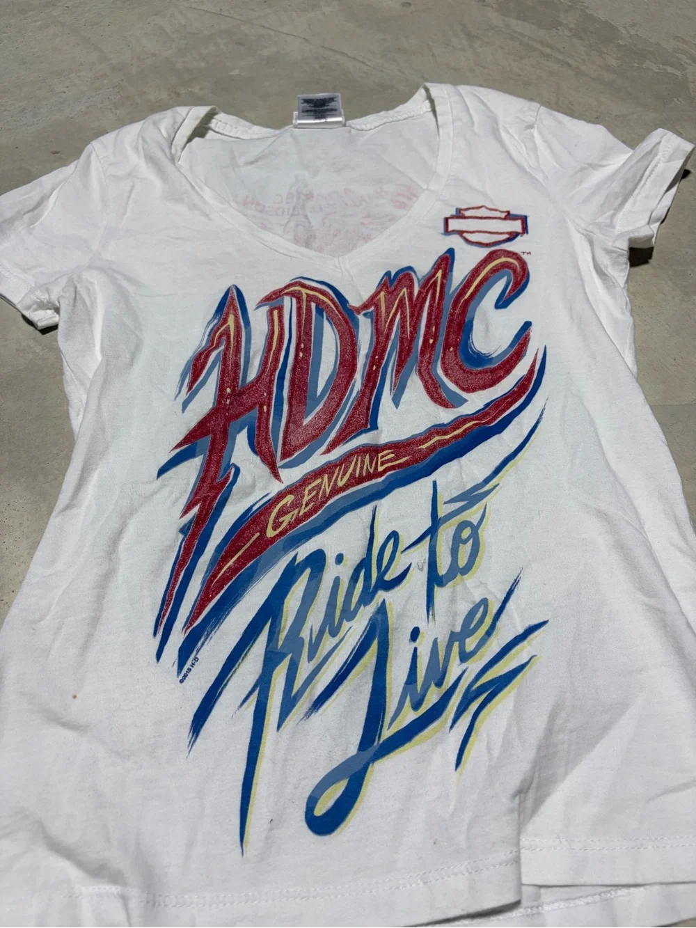 Harley Davidson White Graphic V-Neck Tee ride to Live XS Florida